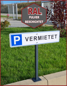 Preview: Pfosten für Parkplatzschilder Alu RAL pulverbeschichtet mit Befestigungsmaterial